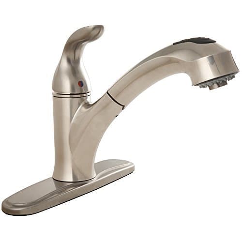 Aqualife Single Handle Control Pullout Kitchen Faucet, Brushed Nickle - 2 Spray Settings