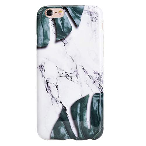 DICHEER iPhone 6 Case,iPhone 6s Case,Cute Banana Leaf Marble for Women Girls Slim Fit Thin Clear Bumper Glossy TPU Soft Rubber Silicon Cover Protective Phone Case for iPhone 6/iPhone 6s