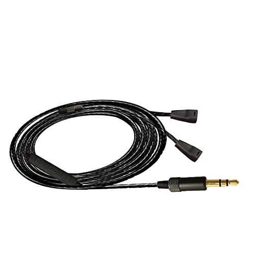 Liboer OFC Replacement Audio Cable with Mic for Sennheiser IE80 IE80i Earphone (Three-Button Control) (Black)