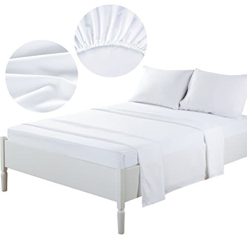 TEKAMON Premium 3 Piece Bed Sheet Set 1800TC Bedding 100% Microfiber Polyester - Super Soft, Warm, Breathable, Cooling, Wrinkle Free - 10-16" Extra Deep Pockets, Twin XL, White