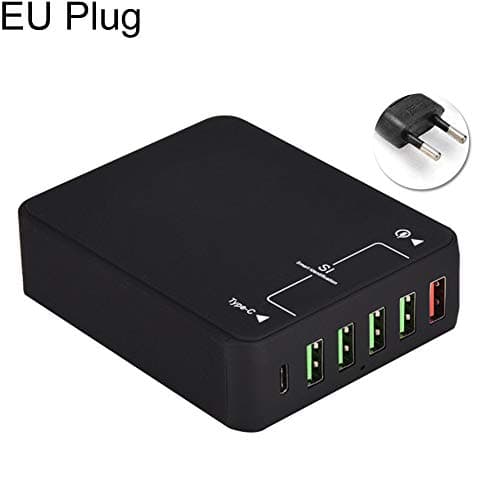 dulawei3 Universal 40W QC3.0 Type-C 5V 3A Phone 6 Ports USB Fast Charging Dock Station for iPhone Xs MAX XR X 8/7/6/6s Plus Samsung Galaxy S5/S6/S7/S8/S9 Note 9 8 Huawei Xiaomi LGEU Plug