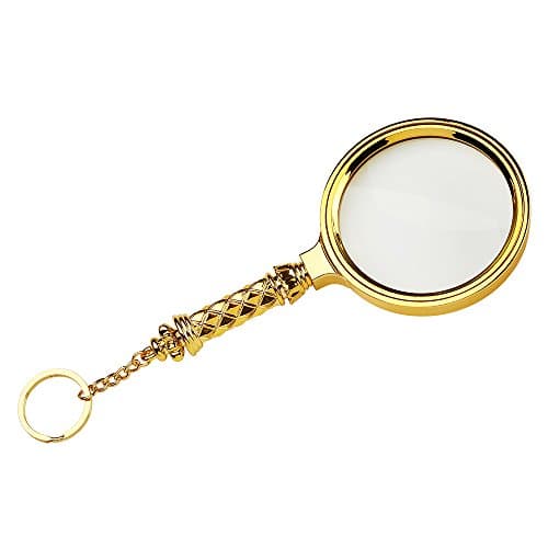 Copper - plated 80mm handheld 5X magnifying glass handle high magnification lens removable and Perfect Viewing Small New -Gold