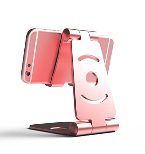 FANZY Cell Phone Stand for Desk, Foldable iPhone Stand Desktop Cradle Holder Dock for Tablet PC, Nintendo Switch, iPad, Android Smartphone (Rose Gold)