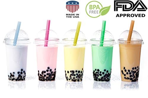 BoBa, Bubble Tea, Smoothie, Tapioca Straws | Extra Wide | Made in USA (Assorted Neon, 10"x0.5" Bubble) | 175ct