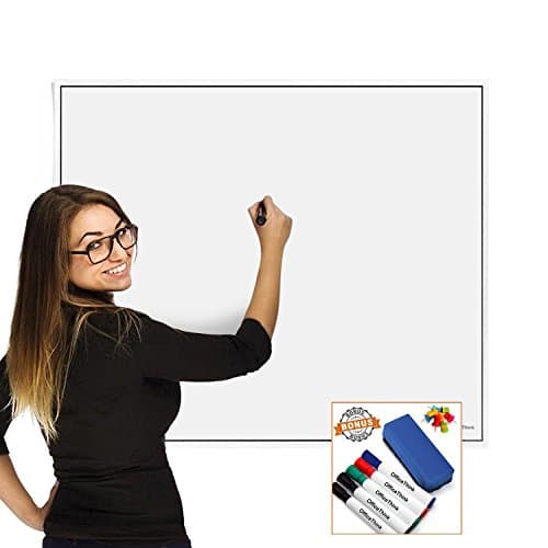 OfficeThink Laminated Jumbo Dry Erase Tackable Surface Sheet, Better Than Decals and Stickers, Perfect for Organizing, Jumbo Size, Easy Erase PET Film, Never Rolled or Folded
