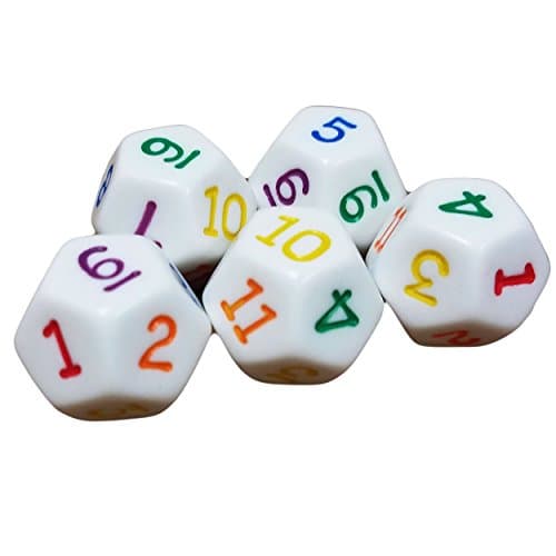 Pack of 2 - D12 12 Sided White Rainbow Multicolor Polyhedral Dice in Snow Organza Bag