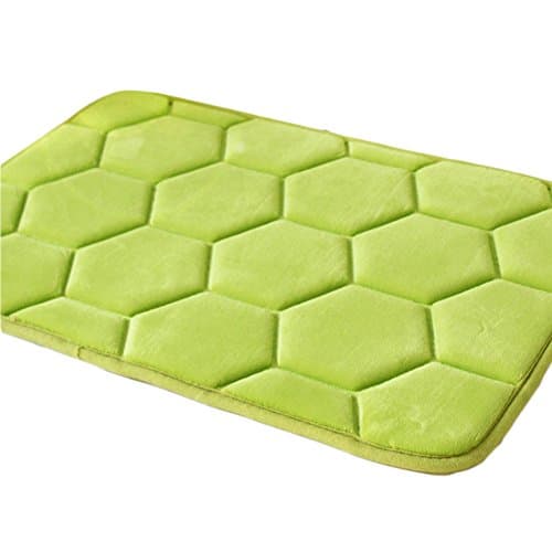 BEVERLY MEMORY Flannel Memory Foam Carpet Non-Slip Mat For Bathroom &amp; Kitchen, Printed Water Absorption Bath Mat Absorbent Waterproof Home Decor (14.7"×23", Green)