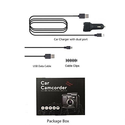 Dash Cam Car DVR Dashboard Camera Recorder with 4K FHD, Built-In WiFi &amp; GPS, APP Support, G-Sensor, 2.4" LCD, 150 Degree Wide-Angle Lens, Loop Recording, Great Night Vision, Parking Monitor