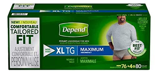 Depend FIT-Flex Incontinence Max Absorbency Underwear for Men, Extra Large 80-Count: Waist 44”-64”