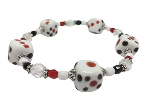 Sky Blue Designs Lampwork Glass Bead Bracelet Square Dice