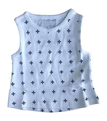 Modern Burlap Organic Basic Tank in Signature Prints (B+W Swiss Cross, 6-12 Months)