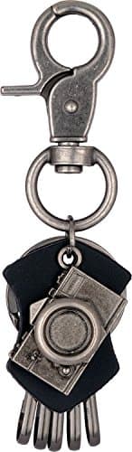 Kairos Camera Black Leather Keychain 5 Key Hook Key Chain