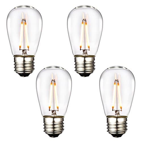 Cymas 1.5W S14 LED Bulb, E26 Medium Base, 150lm 2700k Warm White, for Garden Party, Wedding Reception, String Light, UL Listed, 4-Pack