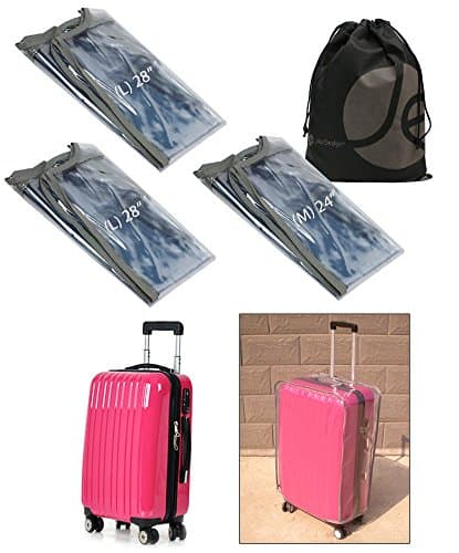 3 Pack Bundle - Clear PVC Luggage Suitcase Protection Cover (2 x Large Size and 1 x Medium Size)