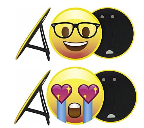 Fridge Emoji Face Magnets, Large 6”, with Easel Back for Table Top Party Décor, or Place on Refrigerator, School White Board, Kids Bedroom Art, Office Gift for Women &amp; Men, Made in USA