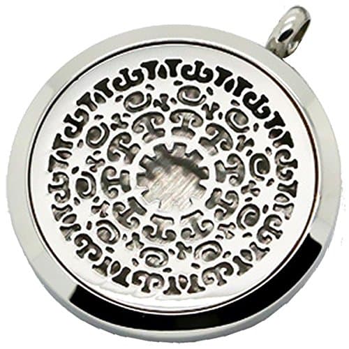 Aromatherapy Essential Oil Diffuser Locket Pendant (30 mm) with Necklace and Pads, Hypo-allergenic 316L Stainless Steel, Zodiac, Round, Gift Set