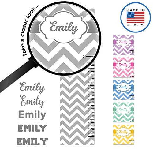 WallClipz Personalized Growth Chart FABRIC Wall Decal, Gray Chevron with Name, Height Ruler Measurement, Peel and Stick Nursery Decor Baby, MADE IN USA