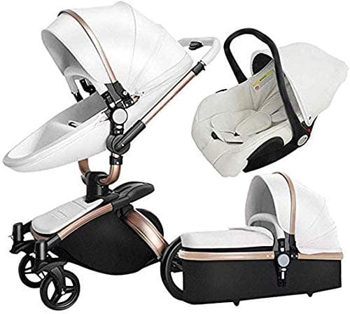 LAL6 3 In 1 Pram Foldable Anti Shock Two Way -gz Landscape Hot Mom Four Round Baby Stroller Multi Cot Functions Combined,white