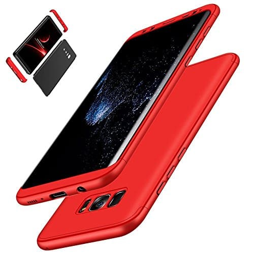 Galaxy S8 Plus Case, I VIKKLY [3 in 1] Embed Ultra-Thin Slim Hybrid PC [Hard] Cover 360 Degree Full Protection Matte Case with Full Coverage Screen Protector for Samsung Galaxy S8 Plus (Red)