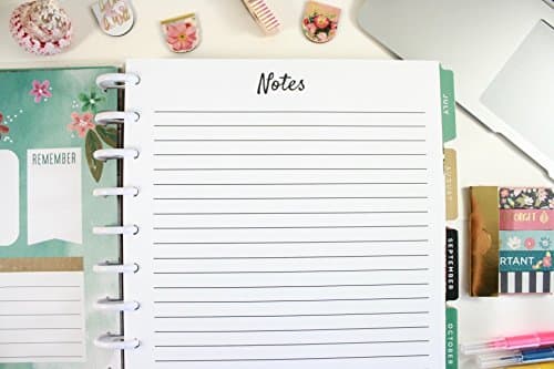 Notes Refill Pages for 11-Disc Letter Size Planners, Letter Size Planner Notes Refills, Pre-punched Planner Inserts, Pre-punched Notes Refills