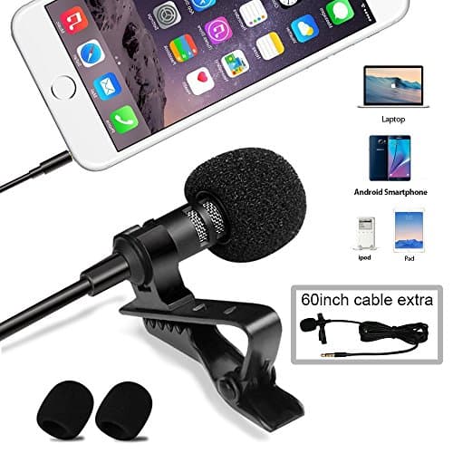 UMITOM Lavalier Lapel Microphone Wireless Lavalier Microphone 3.5 mm Omnidirectional Condenser Mic Professional Clip-on System Lapel Microphone for Recording (mic02)