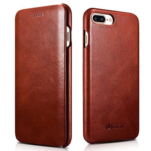 iPhone7 Plus Case,By Jabit Genuine Leather Case, icarercase Handmade Vintage Series Side-Open Ultra Thin Folio Flip Protective Case Cover Protective Cover[Brown]
