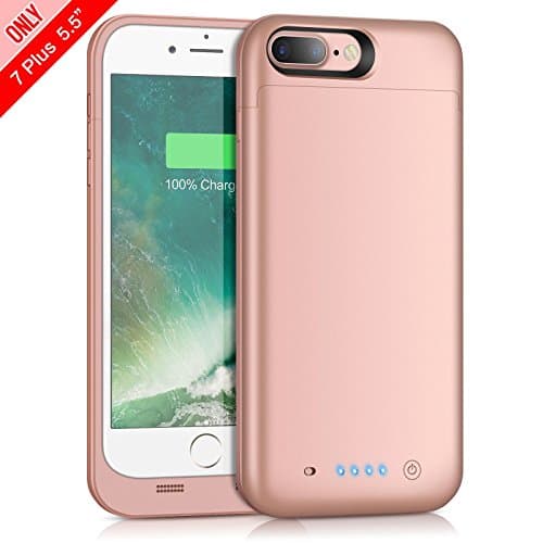iPhone 7 Plus/8 Plus Battery Case [7000mAh] Capacity, Gixvdcu Rechargeable Portable Protective Charger for Apple iPhone 8Plus &amp; 7Plus Extended Charging Case Pack Juice Bank - Rose Gold