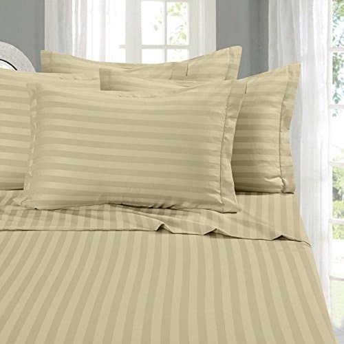 Fortune Linens COLLECTION 100% brushed microfiber 1800 series bed sheet set with matching pillowcase, deep pockets, SATISFACTION GAURANTEED Stripe 4pc Sheet Set Full Sleeper Sofa Bed Ivory