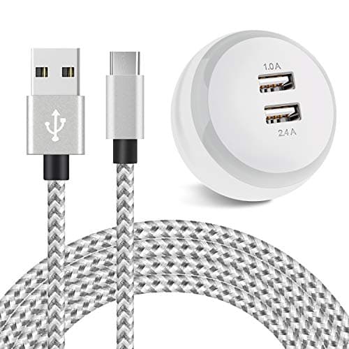 Youer 3FT Micro USB Cable with USB Wall Charger, 24W 3.4A Dual Port USB Travel Adapter, Android Charger Compatible with Samsung Galaxy S7 Edge/S7/S6/S4/S3,Note 5/4/3 - White