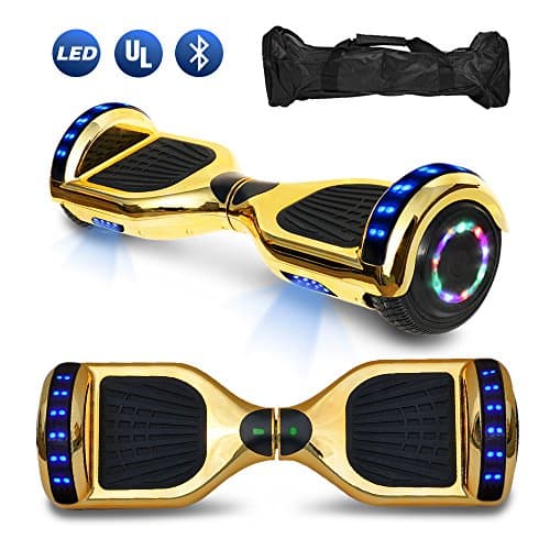 BornTech Talent Series 6.5" Electric Scooter HoverBoard Smart Self-Balancing Wheels With Built in Bluetooth Speaker LED Lights UL2272 Certified Approved (Chrome Gold)