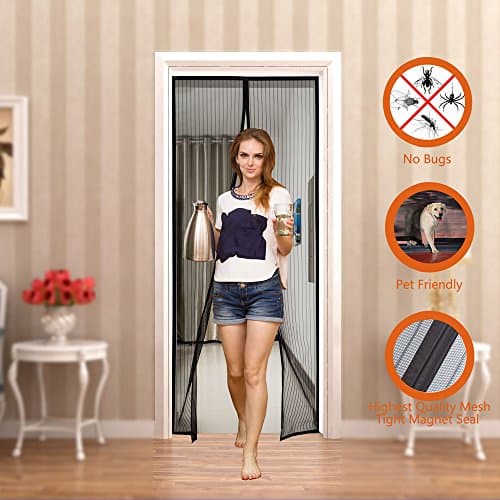 Magnetic Screen Door, Mesh Curtain, Keep Bugs Out, Full Frame Velcro, 34”x82”