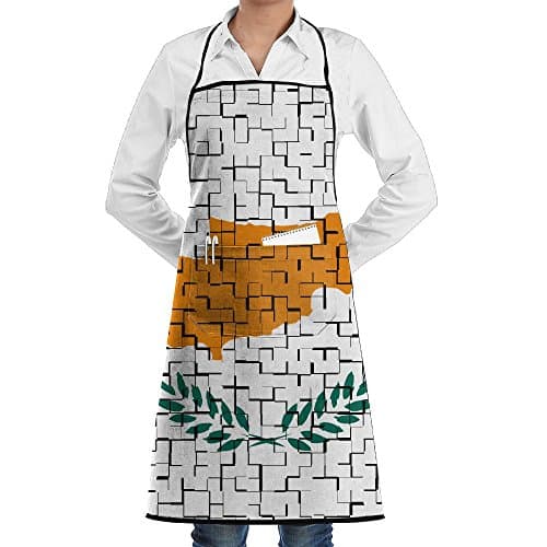 Cyprus Flag Puzzle Funny Aprons Kitchen Aprons Work Aprons With Pockets, 28.3 X 20.8" Cute Apron For Cooking,Baking,Gardening,Crafting,BBQ