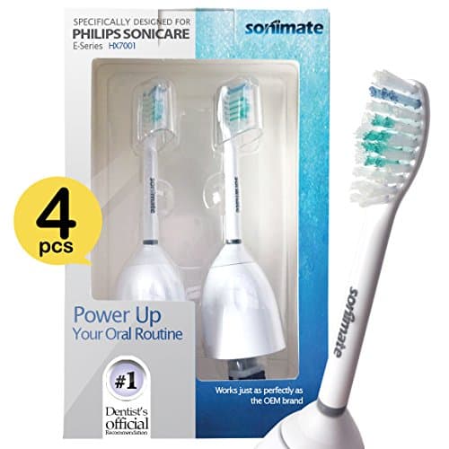 Sonimate Generic Philips Sonicare 4 Pcs e-Series HX7001 Premium Replacement Brush Heads fits Advance, Essence, Elite, CleanCare, Xtreme