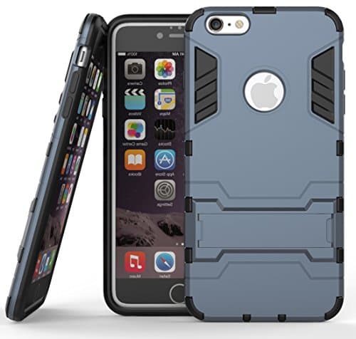 iPhone 6S Plus Case, iPhone 6 Plus Case, Kickstand Heavy Duty Soft TPU & Hard PC Anti-Scratch Hybrid Armor Cover for iPhone 6/6S Plus 5.5inches - Navy Blue