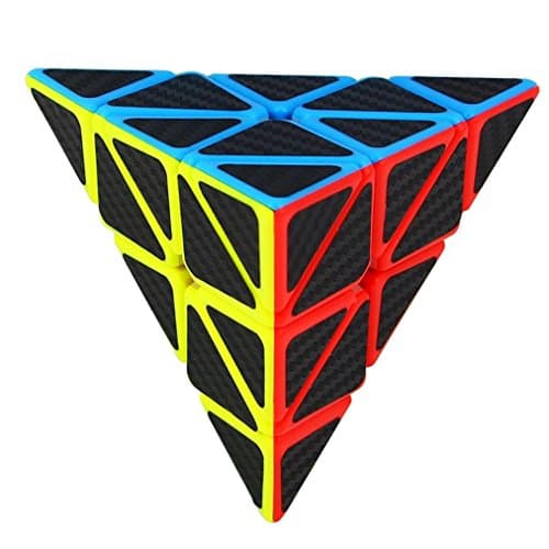 Lenfesh Magic Cube Toy, Eduction Toys Pyramid Speed Cube Carbon Fiber Sticker Twisty Puzzle for Kids