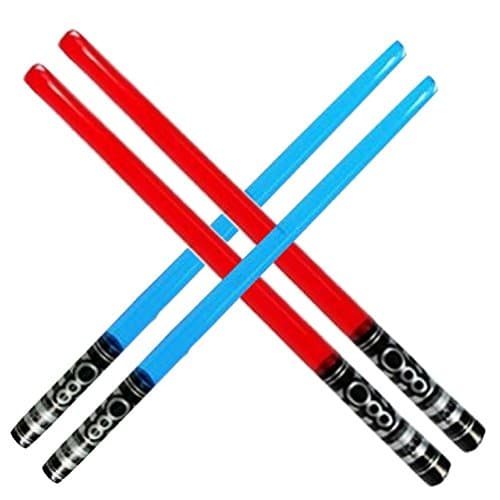 Kids Inflatable Play Light Saber (4 Pack-2 Red & 2 Blue)