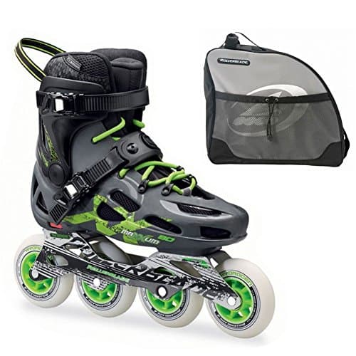 Rollerblade Maxxum 90 Anthracite and Green Inline Skates with Rollerblade Skate Bag Included-10