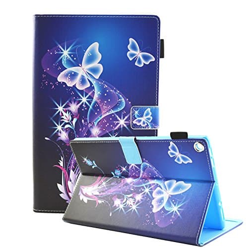 Anvas Case for Amazon Fire HD 10 9th Gen 2019 Release,Premium PU Leather Folio Standing Cover with Auto Wake/Sleep for Fire HD 10 Tablet 10.1" 2019 Model,Flying Purple Butterfly