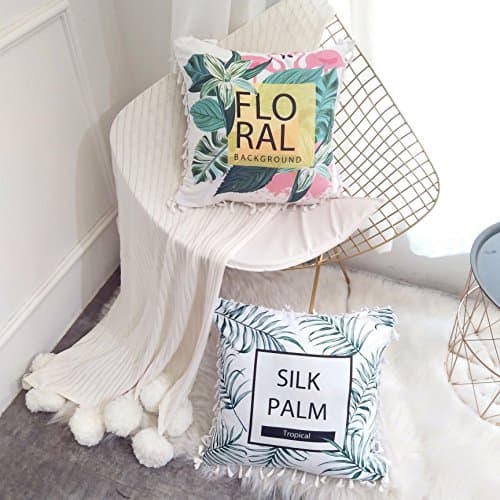 Elephant Soft Throw Pillow Case, Premium Soft Decorative Square, Cushion Cover Set for Sofa/Bedroom/Chair, 2 Different pcs, 18" x 18" 45cm x 45cm(Green World)