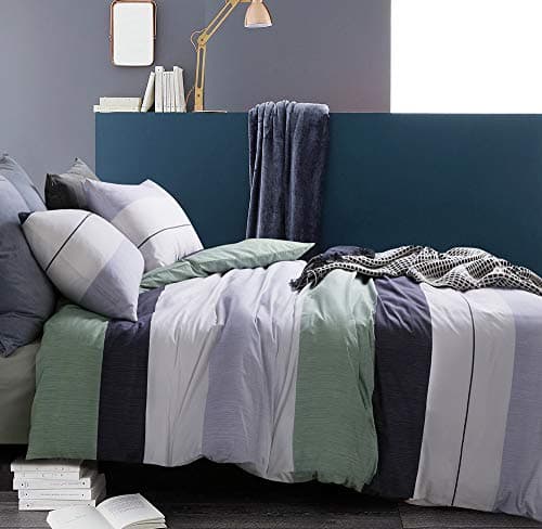 UFO Home 250 Thread Count 100% Cotton Colorful Stripes Pattern 3pc Duvet Cover Set Full/Queen Size (Full Size, Wollam)