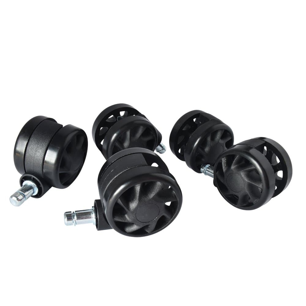 KAPOGEE KC-102 Highest Quality High/Low Temperature Design Casters for Office Chairs, Large 60mm (2 3/8"), Durable P6 Polyamide Material, 11mm Standard Stem, Set of 5, Safe on Hardwood Floors & Low-Pile Carpet