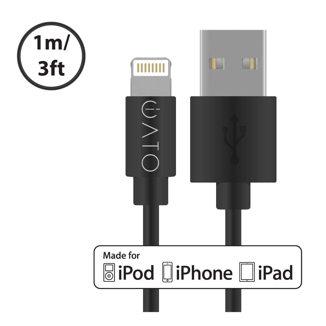 iATO Lightning Cable [Apple MFi Certified] iPhone Charger Cable. Fast Charging Lightning to USB Wire for iPhone 12 Mini Pro Max SE 11 Pro Max XR Xs Max X 10 8 7 6s 6 Plus 5s 5c 5 iPad iPod. 1m. Black