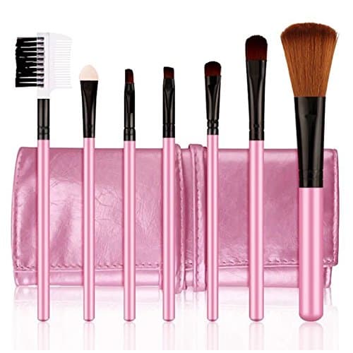 DLFE Makeup Brushes Set - 7 Pcs Pink Cosmetic Foundation Makeup Brush Brushes Set Make Up Eye Shadow Blush Brush Cosmetic Kit with Pouch Bag