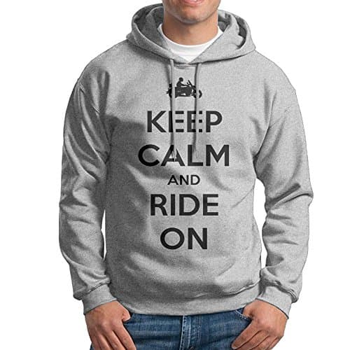 Just Keep Calm And Ride On Athletic Men's Cotton Pullover Hoodie Lightweight Classic Fit Adult Hooded Sweatshirt Without Pocket