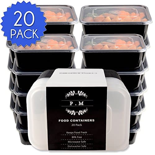 Meal Prep Containers, 20pcs 32oz Lunch Containers 1 Compartment Reusable Bento Box with Lid, Snack Boxes, Microwave Leak Proof Dishwasher & Freezer Safe - Fix & Food Storage Containers