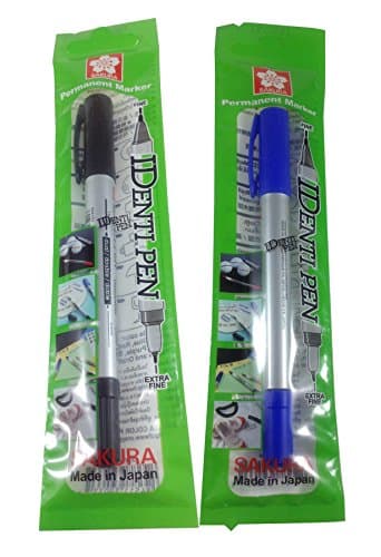 Black And Blue Permanent Marker IDenti pen Waterproof Ink Quick Drying (2pcs Black &amp; Blue)