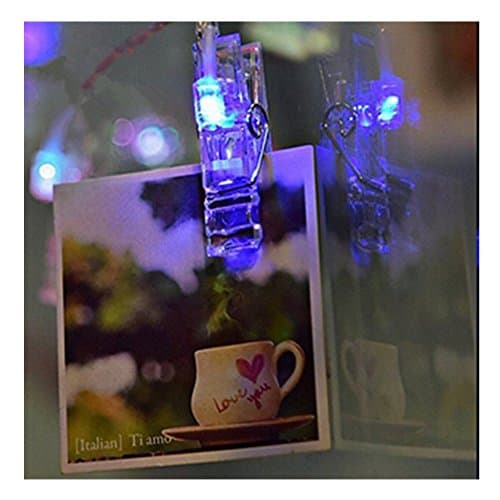 discoGoods 20 LED Photo Clips String Lights 2.2 M Steady Light for Hanging Pictures Photos Cards On Valentine's Day Christmas Birthday Party Wedding (Blue)