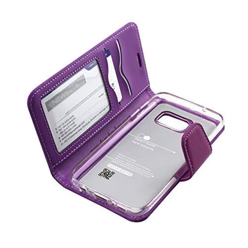 Galaxy S7 Case,NEWSETS [Drop Protection] Sonata Diary [Wallet Type] Synthetic Leather Fold TPU [Card &amp; Cash Slot] for Samsung Galaxy S7 - Purple