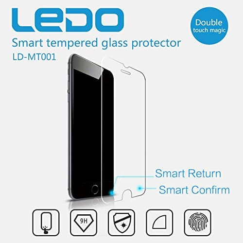 LEDO iPhone 6 6s Plus Smart Touch Tempered Glass Screen Protector with Confirm and Return Buttons and 9h Hardness and 99% Transparency