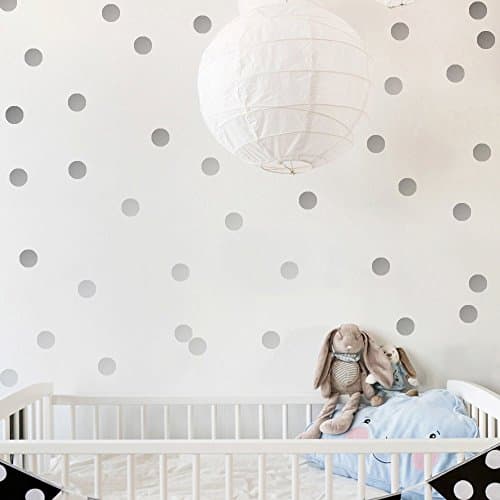 Silver Wall Decal Dots(108 Decals) Easy to Peel&Stick Polka Dots Wall Decals Safe on Walls Paint Removable Metallic Vinyl Polka Dot Decor Round Wall Stickers for Nursery Room (Metallic Silver)